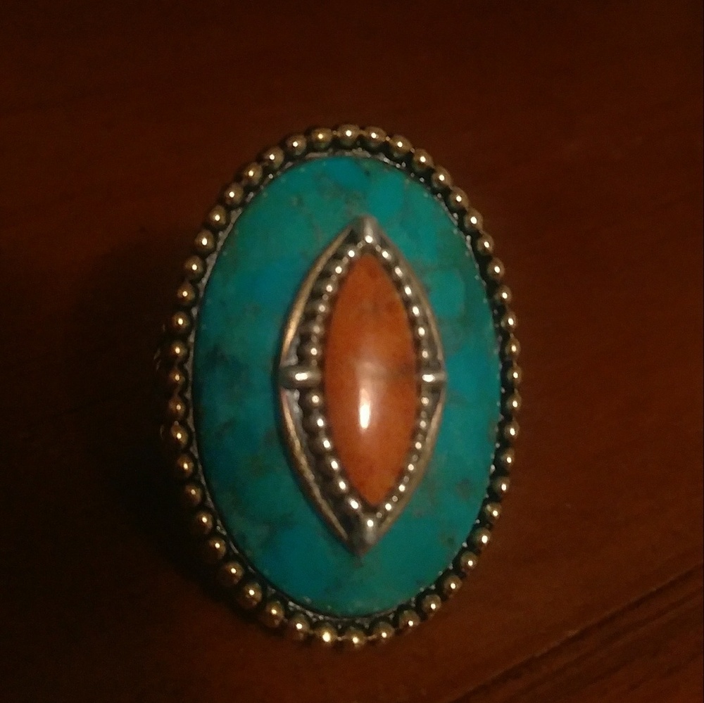 Women's Tourquise and coral ring